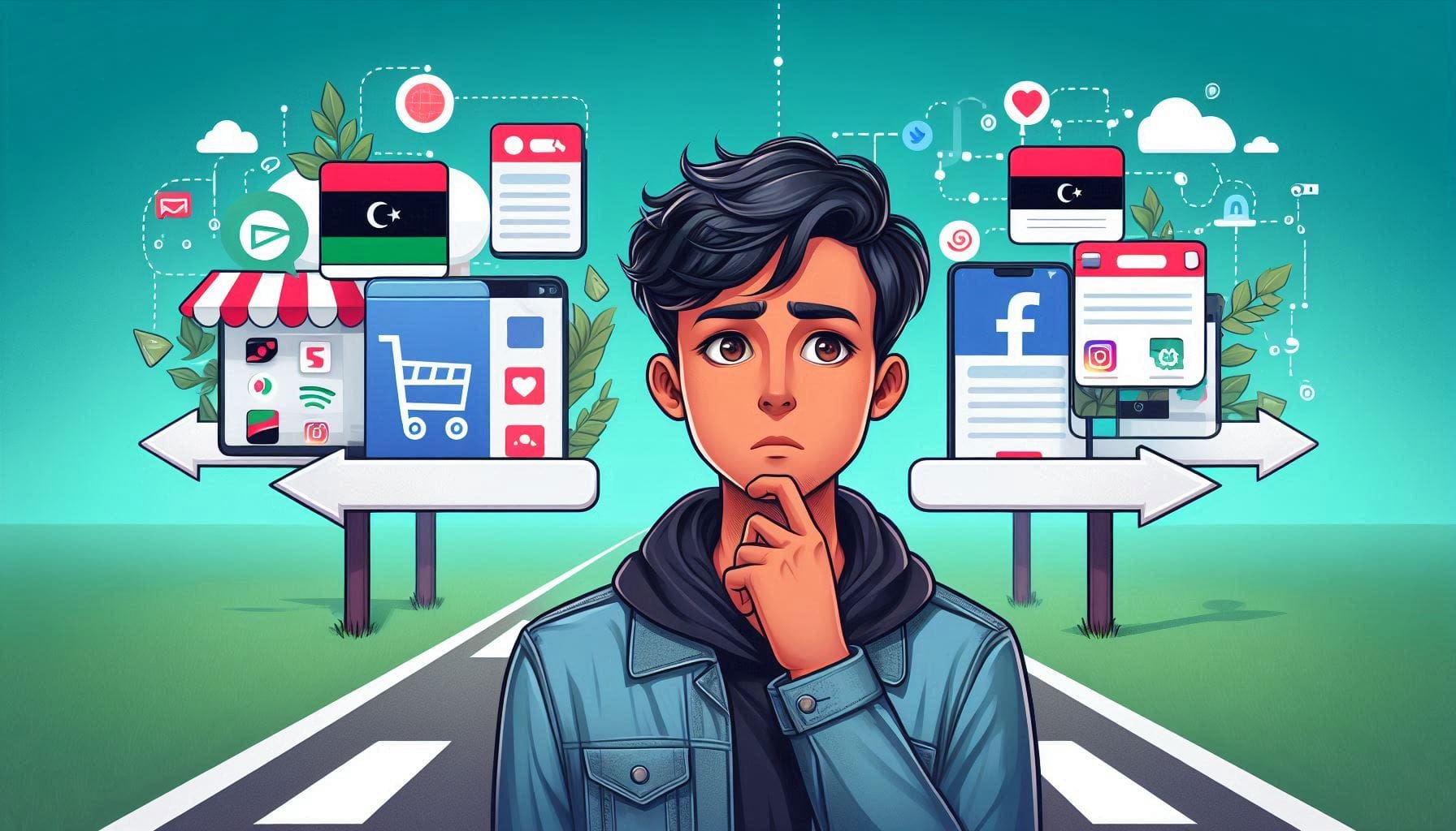 التجارة الإلكترونية مقابل البيع عبر مواقع التواصل