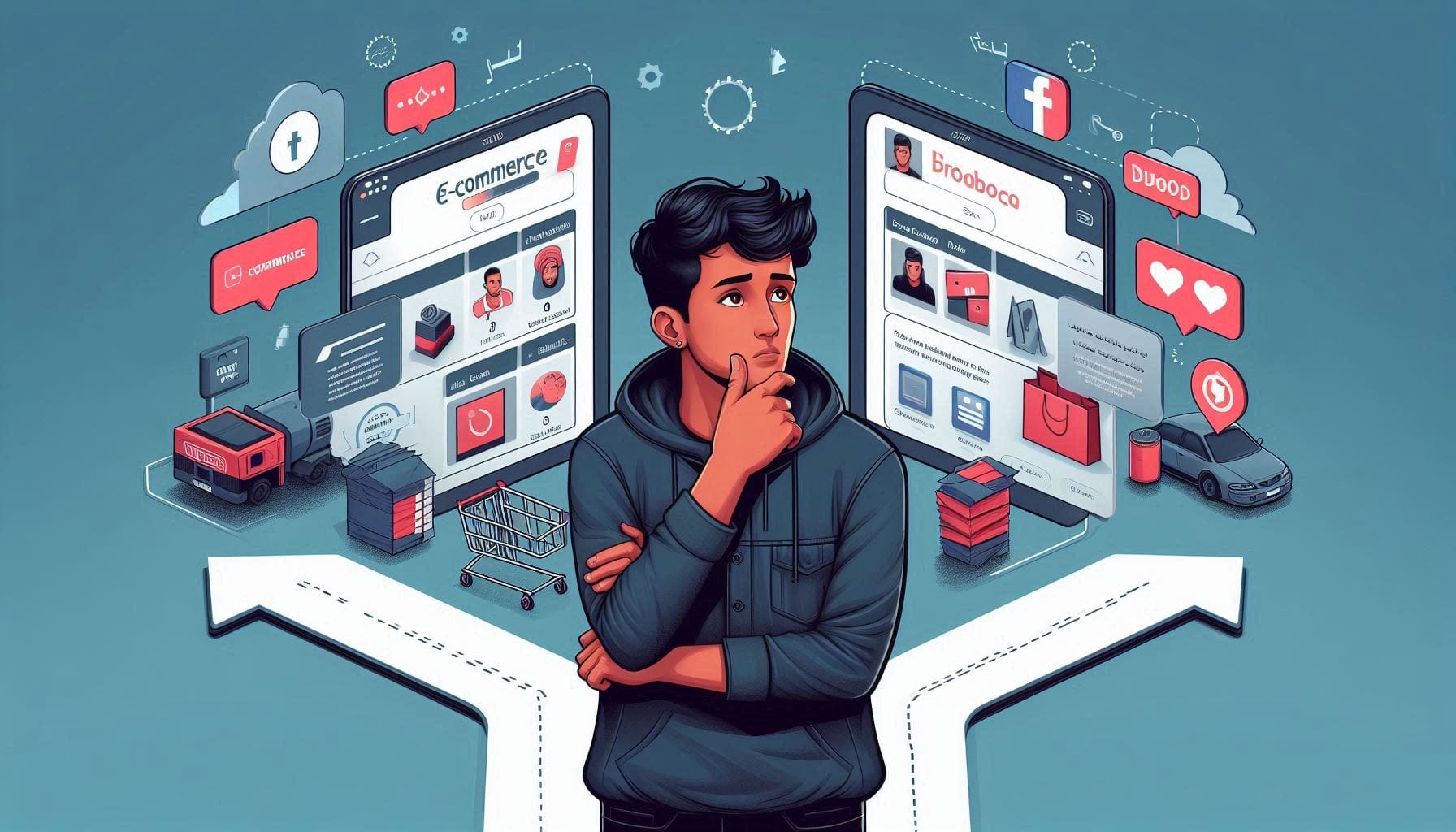 التجارة الإلكترونية مقابل البيع عبر مواقع التواصل