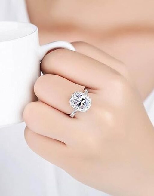 ⁦خاتم فضة كريستال نسائي ناعم لمسة أنوثة ساحرة⁩ - الصورة ⁦2⁩